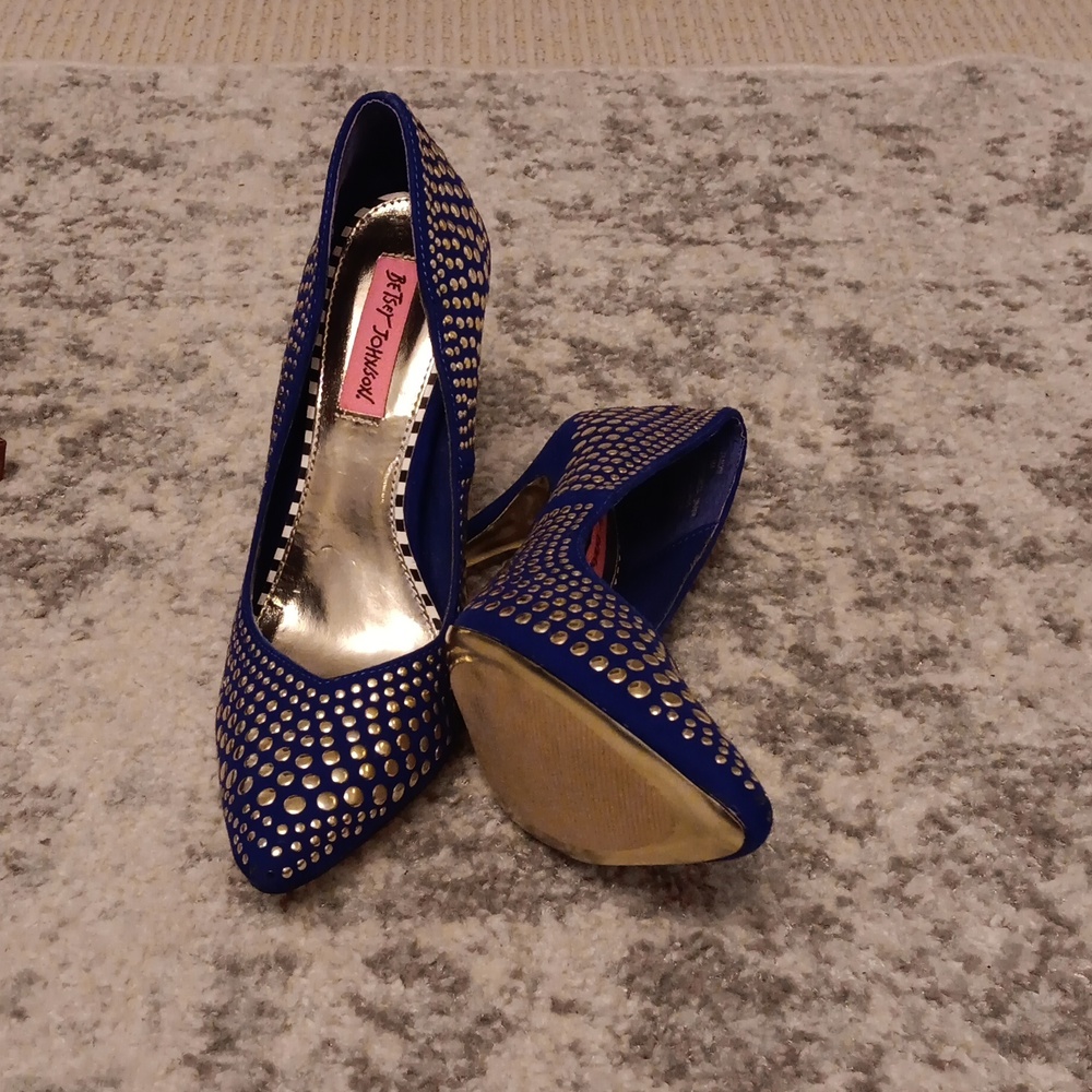 Betsey Johnson Faalyn Royal Blue Studded Heels